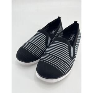 SALE Propet Travel Fit Women's Slip On Casual Shoes Sz 8 XX Black Gray Striped